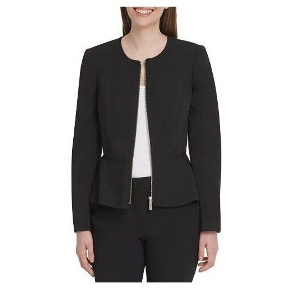 DKNY Zippered-Front Peplum-Hem Blazer Jacket 16